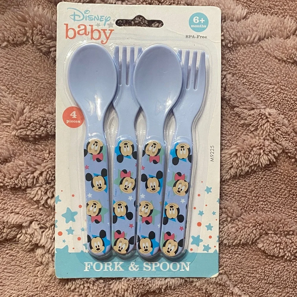 Disney Baby Blue Minnie Mouse Fork & Spoon Set